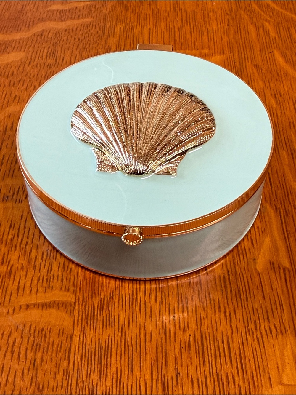 Sea Shell Accent Jewelry Box - Mint & Gold